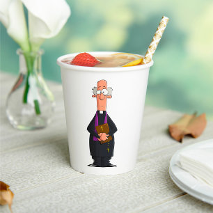 Priest Holding Bibel IFunny Clergy Charakter Pappbecher