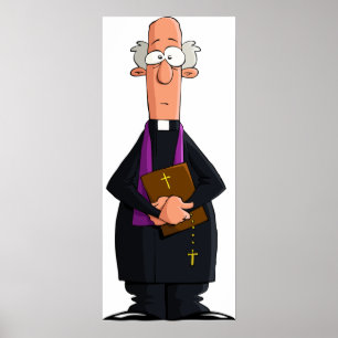 Priest Holding Bibel IFunny Clergy Charakter Poster