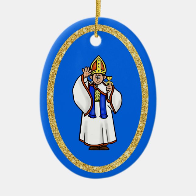 Priest Holding Chalice Weihnachtsdekoration Keramik Ornament (Vorne)