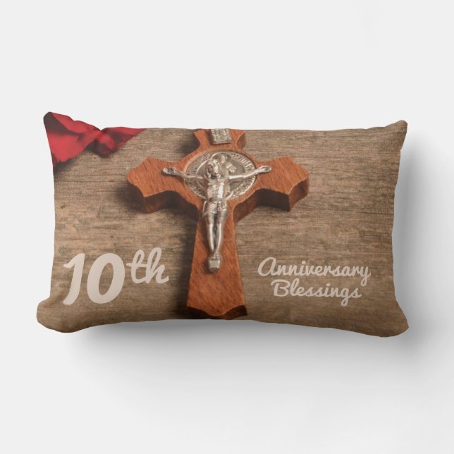 Priester 10. Ordination Jubiläum Rose und Rosary Lendenkissen (Vorderseite)