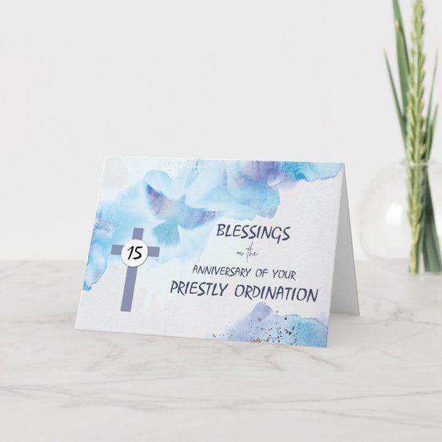 Priester 15. Fünfzehnte Ordination Jubiläumssegen Karte (Vorderseite)