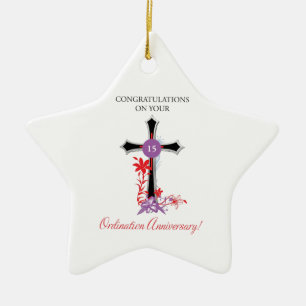 Priester 15. Ordination Jahrestag Schwarzes Kreuz Keramik Ornament