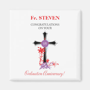 Priester 15. Ordination Jahrestag Schwarzes Kreuz Magnet