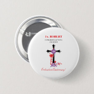 Priester 20. Ordination Jubiläum Schwarzes Kreuz Button