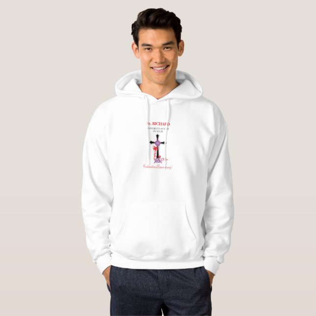Priester 25. Ordination Jahrestag Schwarzes Kreuz Hoodie (Vorne ganz)