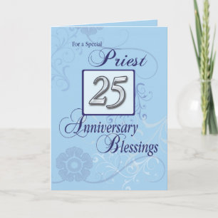 Priester 25. Weihejubiläum Blau, Silber Karte