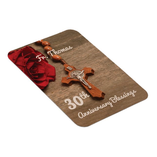 Priester 30. Ordination Jubiläum Rose und Rosary Magnet (Rechte Seite)
