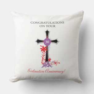 Priester 30. Ordination Jubiläum Schwarzes Kreuz Kissen