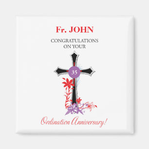 Priester 35. Ordination Jubiläum Schwarzes Kreuz Magnet