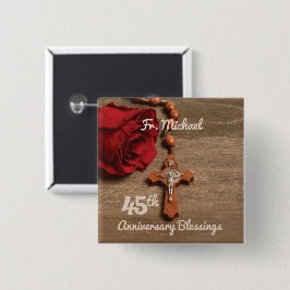 Priester 45. Ordination Jubiläum Rose und Rosary Button