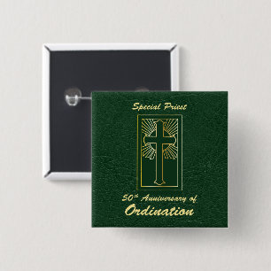 Priester 50 Jubiläum der Ordination Leder Look Button