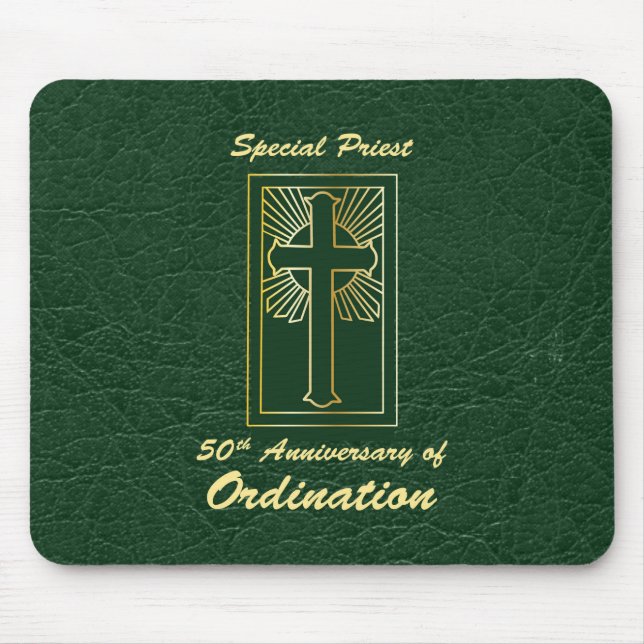 Priester 50 Jubiläum der Ordination Leder Look Mousepad (Vorne)