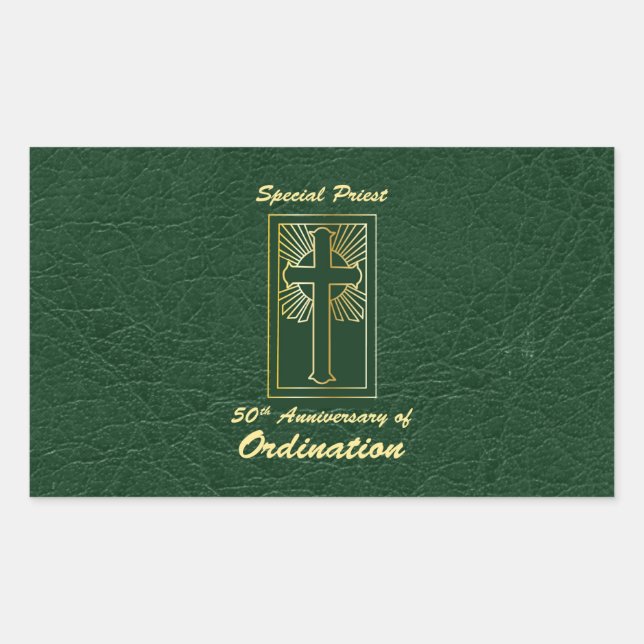 Priester 50 Jubiläum der Ordination Leder Look Rechteckiger Aufkleber (Vorderseite)