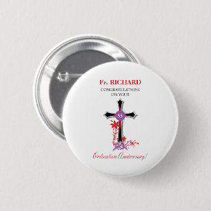 Priester 55. Ordination Jubiläum Schwarzes Kreuz Button