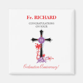 Priester 55. Ordination Jubiläum Schwarzes Kreuz Magnet