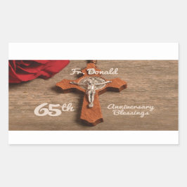 Priester 65. Ordination Jubiläum Rose und Rosary Rechteckiger Aufkleber