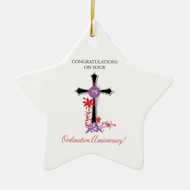 Priester 75. Ordination Jubiläum Schwarzes Kreuz Keramik Ornament (Vorne)