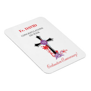 Priester 75. Ordination Jubiläum Schwarzes Kreuz Magnet