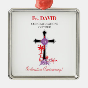 Priester 75. Ordination Jubiläum Schwarzes Kreuz Ornament Aus Metall