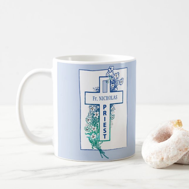 Priester Cross Blume Personalisiert Kaffeetasse (Mit Donut)