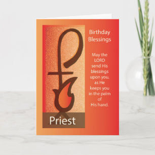 Priester Geburtstag, Hirtenstab & Flammenreligiöse Karte