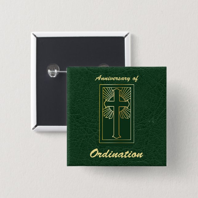 Priester-Jahrestag der Ordination Leder Look Button (Vorne & Hinten)