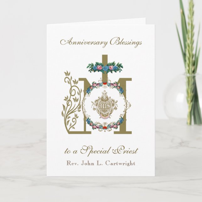 Priester-Jubiläumsortung Marian Cross IHS Auto Karte (Vorderseite)