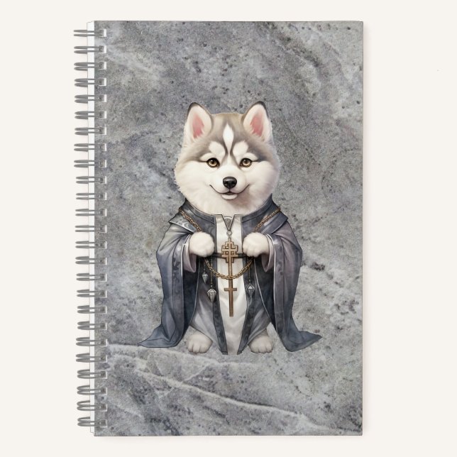 Priester King Siberian Husky Dog Notizbuch (Vorderseite)