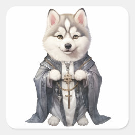 Priester King Siberian Husky Dog Quadratischer Aufkleber
