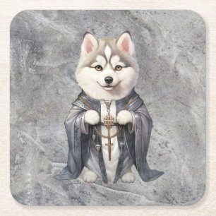 Priester King Siberian Husky Dog Rechteckiger Pappuntersetzer