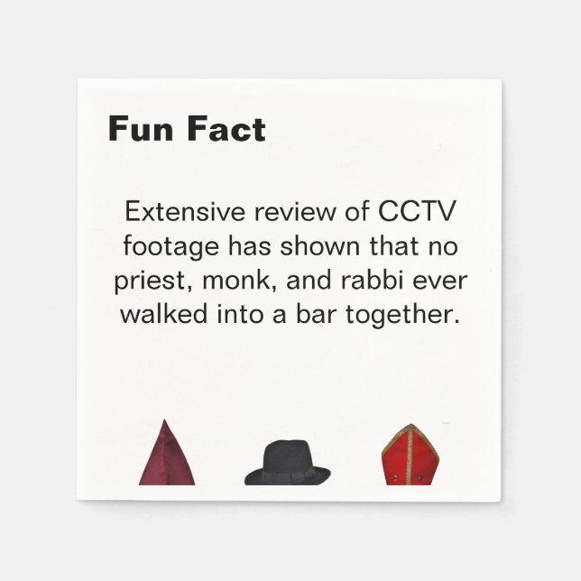 Priester Mönch Rabbiner Hüte Fun Fact Cocktail Serviette (Vorderseite)