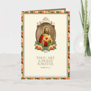 Priester Ordination Heiliges Herz Jesus Elegante Karte