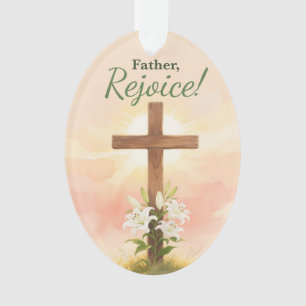 Priester Ostern Freue dich Kreuz und Lilien Religi Ornament