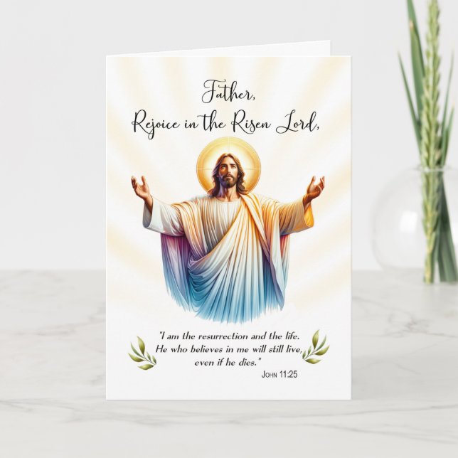 Priester Ostern Jesus ist Risen Freude-Schrift Karte (Vorderseite)