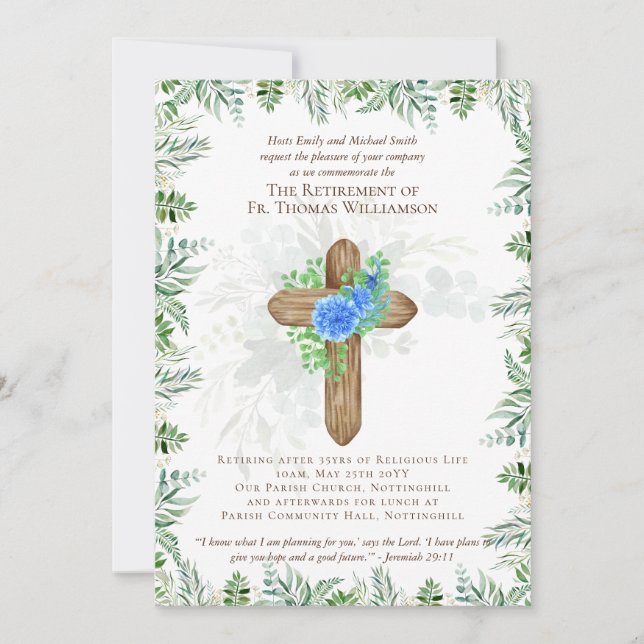 Priester Pastor Deacon Minister für Altersversorgu Einladung (Vorderseite)