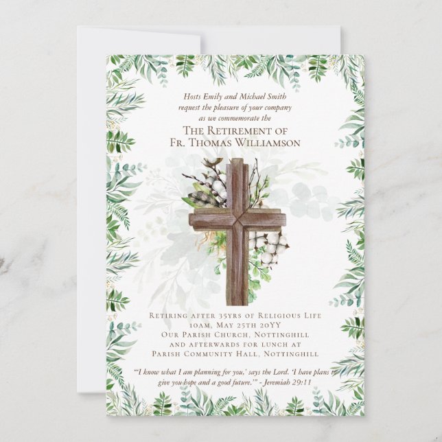 Priester Pastor Deacon Minister für Altersversorgu Einladung (Vorderseite)