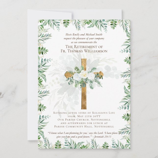 Priester Pastor Deacon Minister für Altersversorgu Einladung (Vorderseite)