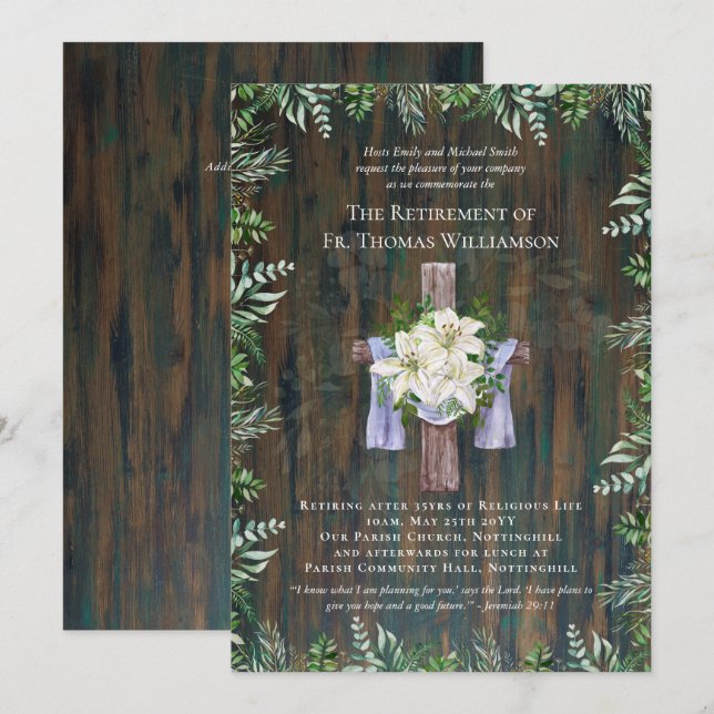 Priester Pastor Deacon Minister Retirement Lilies (Vorne/Hinten)