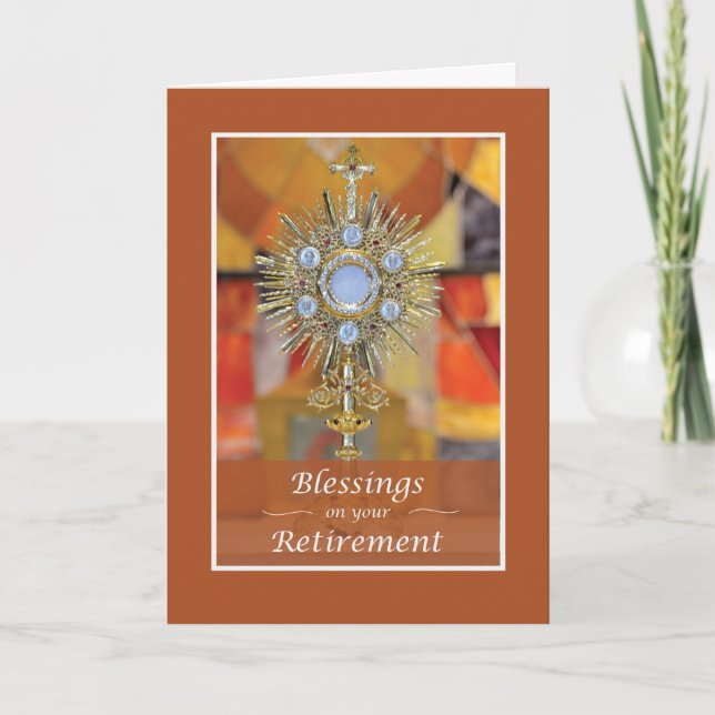 Priester Rente Segnungen Gold Look Monstrance Karte (Vorderseite)