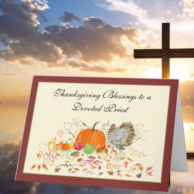Priester Türkei mit Pumpkin Erntedank Urlaub Karte (Von Creator hochgeladen)