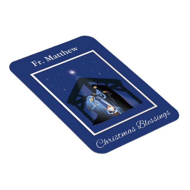 Priester-Weihnachtssegen, Kippfigur auf Blau Magnet (Rechte Seite)