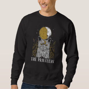 Priesterin Katze Mond Tarotkarte Heide Goblincore Sweatshirt