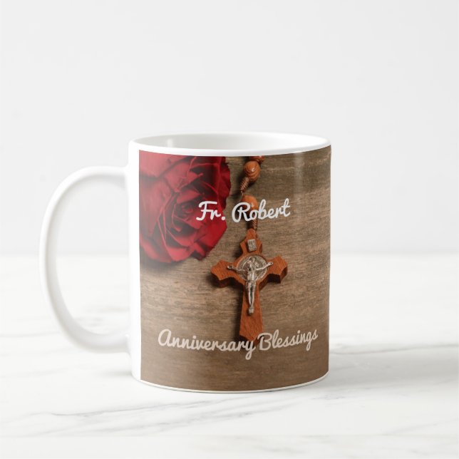 Priesterordnung Rote Rose und Rosary Kaffeetasse (Links)