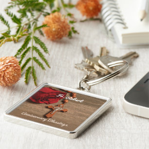 Priesterordnung Rote Rose und Rosary Schlüsselanhänger