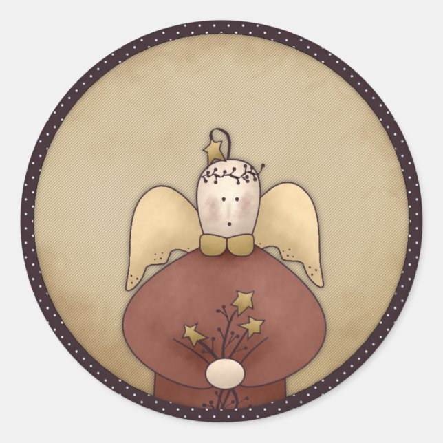 Prim Angel Holiday Weihnachts Hübsche Stickers (Vorderseite)