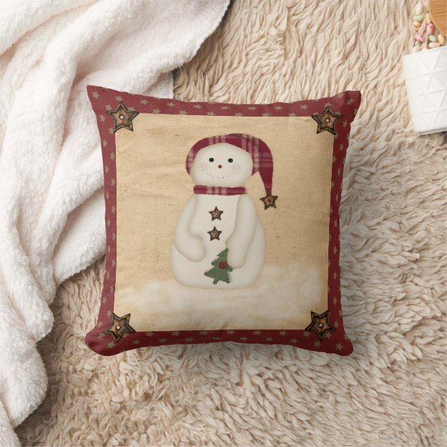 Prim Country Snowman Pillow Kissen (Decke)