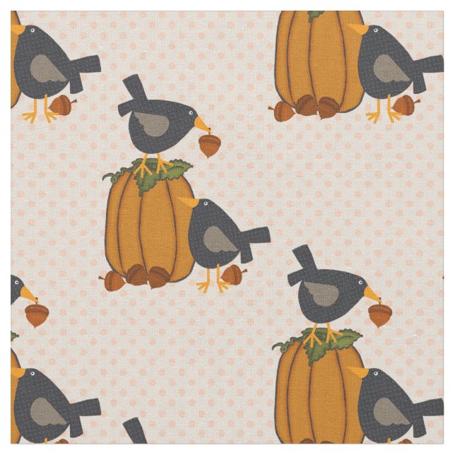 Prim Crows und Pumpkins Stoff (Nahaufnahme)