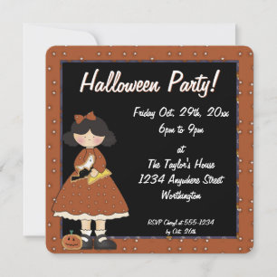 Prim Halloween Kid's Party Einladung Mädchen 2