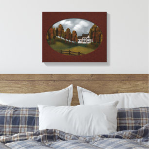 Prim Saltbox House Hills and Trees Beautiful Leinwanddruck