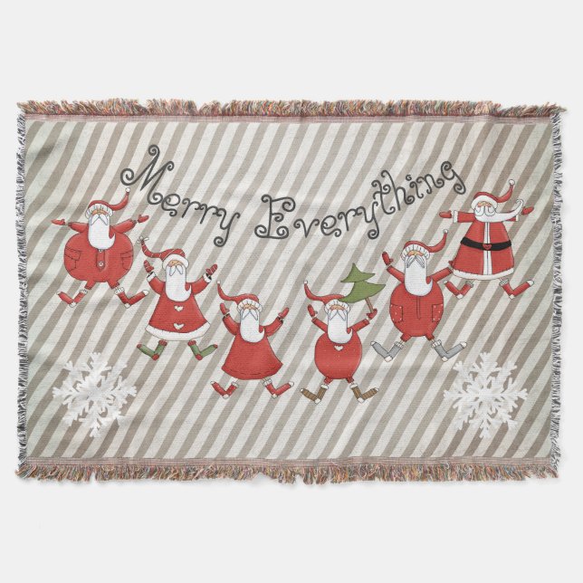 Prim Santas Merry Everything Wurfdecke Decke (Vorderseite)